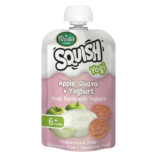 RHODES Squish Baby Puree 110g - Apple/Guava & Yoghurt x 12