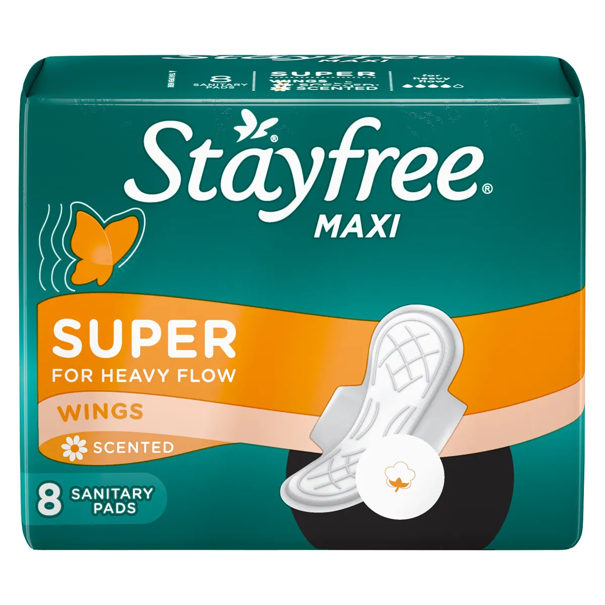 STAYFREE Thick Scented Maxi Pads With Wings 8's